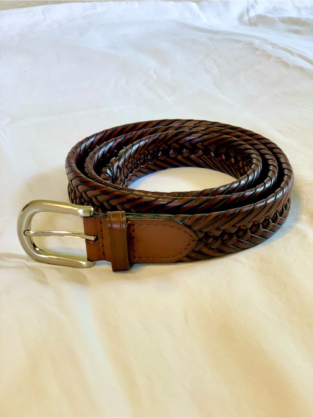 Braided Brown Leather Men's Belt-size 44